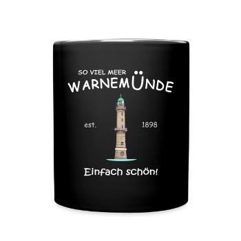 Rostock Warnemünde Einfach schön, Handzeichnung - Tasse einfarbig - Schwarz - Vorne