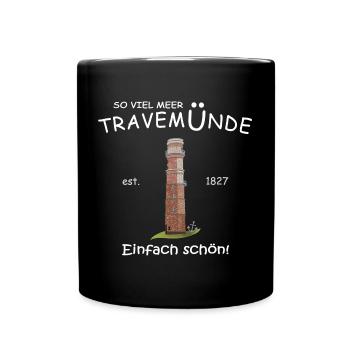 Travemünde Lübeck, Einfach schön, Handzeichnung - Tasse einfarbig - Schwarz - Vorne