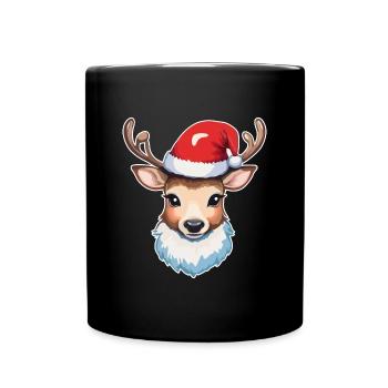 Reindeer Deer Christmas - Full Colour Mug - black - Front