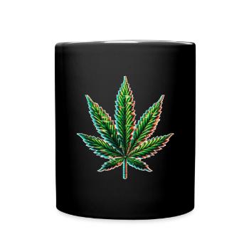 Cannabis Glitch - Tasse einfarbig - Schwarz - Vorne