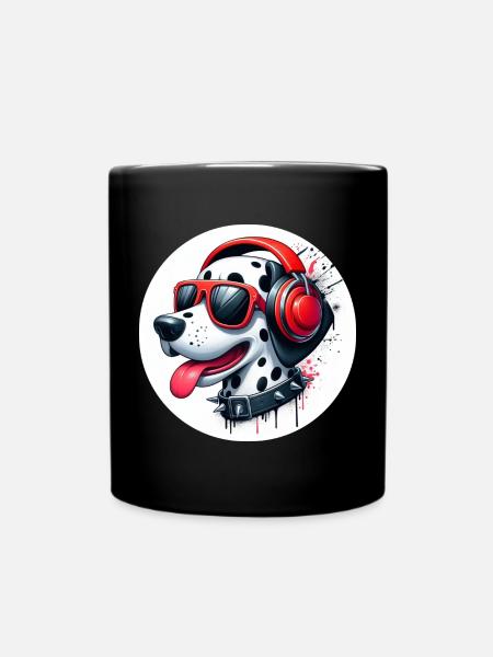 Dalmatian Dog Patches Black White Headphones - Full Colour Mug - black