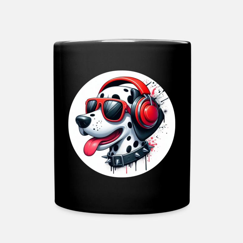 Dalmatian Dog Patches Black White Headphones - Full Colour Mug - black