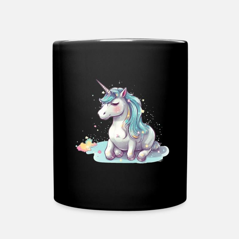 Reclining Unicorn - Full Colour Mug - black