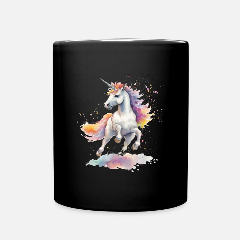 tanzendes Einhorn - Tasse einfarbig - Schwarz