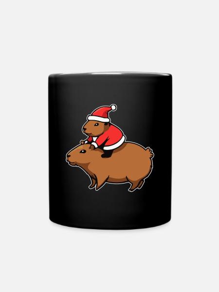 Capybara Weihnachten - Tasse einfarbig - Schwarz
