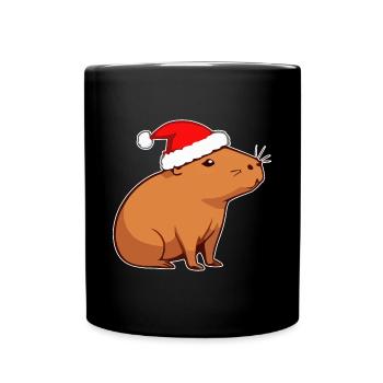 Capybara Weihnachten - Tasse einfarbig - Schwarz - Vorne
