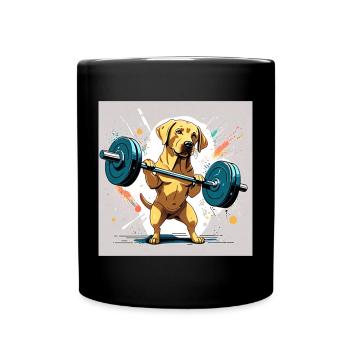 Labrador stemmt Gewichte - Tasse einfarbig - Schwarz - Vorne