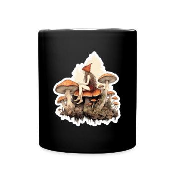 Mignonne chemise fantastique Champignons Fée de la Forêt - Mug uni - noir - Devant