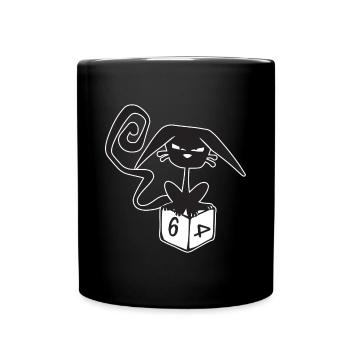 Dice Cat Funny Role Playing Cat RPG - Full Colour Mug - black - Front