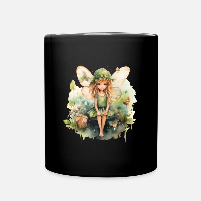 Kleine Aquarellfee - Tasse einfarbig - Schwarz