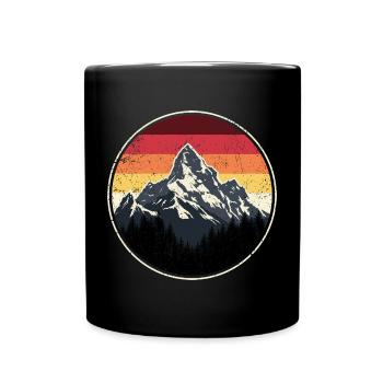 Crépuscule de montagne Rétro Badge - Mug uni - noir - Devant
