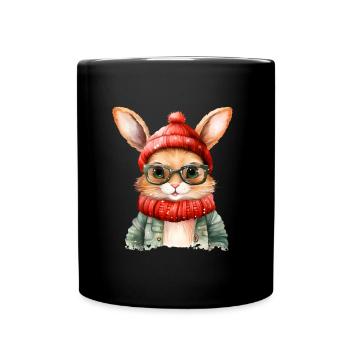 Look hiver câlin lapin avec des lunettes - Mug uni - noir - Devant