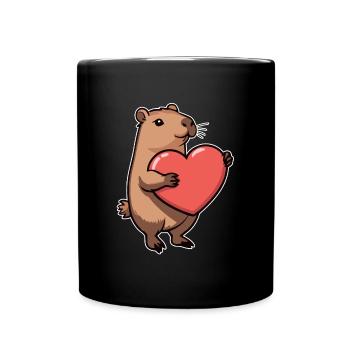 Capybara with heart Valentine's Day - Full Colour Mug - black - Front