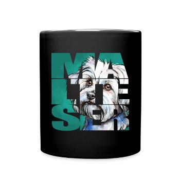 Malteser Portrait - Tasse einfarbig - Schwarz - Vorne