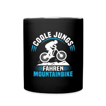 Coole jungs fahren mountainbike kinder jungen - Tasse einfarbig - Schwarz - Vorne