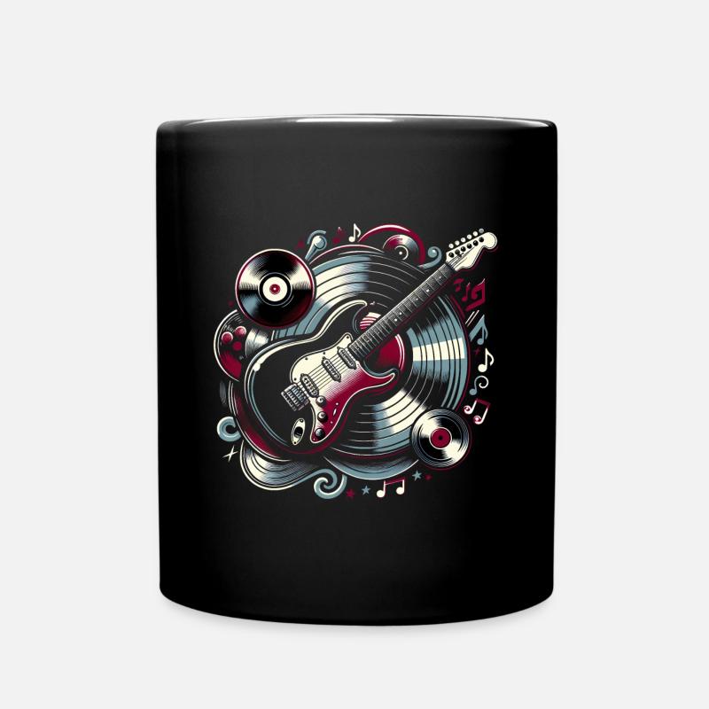 Rockmusik und Vinyl Schallplatten - Tasse einfarbig - Schwarz