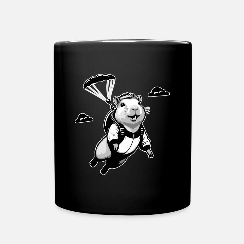 Capybara Skydiver Fallschirmspringen - Tasse einfarbig - Schwarz