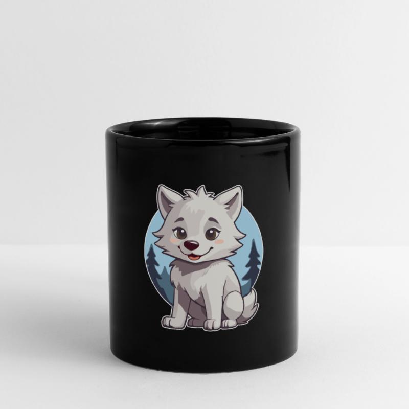 Niedlicher Wolf oder Hund Husky Tasse einfarbig
