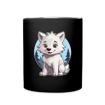 Niedlicher Wolf bzw. Husky Hund - Tasse einfarbig - Schwarz - Vorne