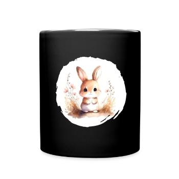 Hase Aquarell - Tasse einfarbig - Schwarz - Vorne