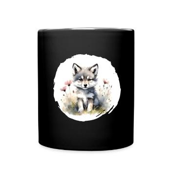 Wolf Watercolor - Full Colour Mug - black - Front