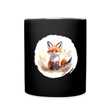 Fox Watercolor - Full Colour Mug - black - Front