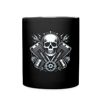 Biker Skull Design 2 - Tasse einfarbig - Schwarz - Vorne