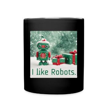 like robots weihnacht toy retro geschenke niedlich - Tasse einfarbig - Schwarz - Vorne