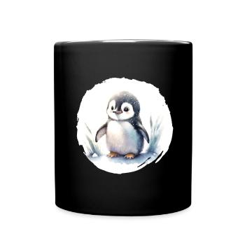 Pinguin Aquarell - Tasse einfarbig - Schwarz - Vorne