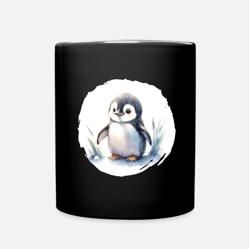 Pinguin Aquarell - Tasse einfarbig - Schwarz