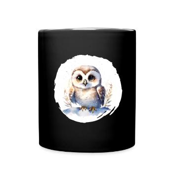 Harfang des neiges aquarelle - Mug uni - noir - Devant