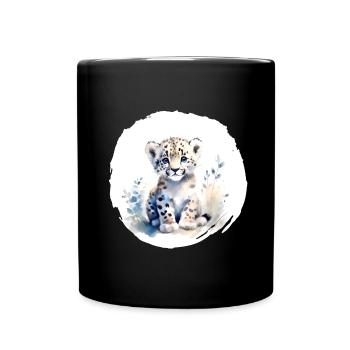 Aquarelle de léopard des neiges - Mug uni - noir - Devant