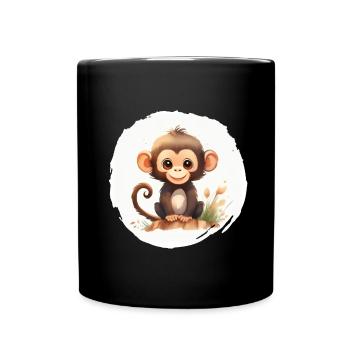 Affe Aquarell - Tasse einfarbig - Schwarz - Vorne