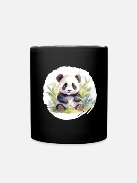 Aquarell Pandabär - Tasse einfarbig - Schwarz