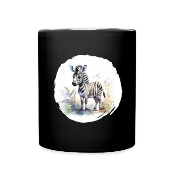 Aquarell Zebra - Tasse einfarbig - Schwarz - Vorne