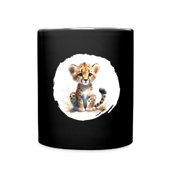 Aquarelle Guépard - Mug uni - noir - Devant