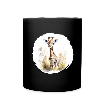 Aquarell Giraffe - Tasse einfarbig - Schwarz - Vorne