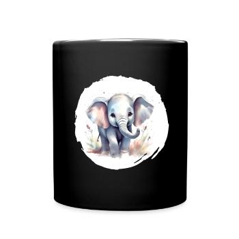 Watercolor Elephant - Full Colour Mug - black - Front