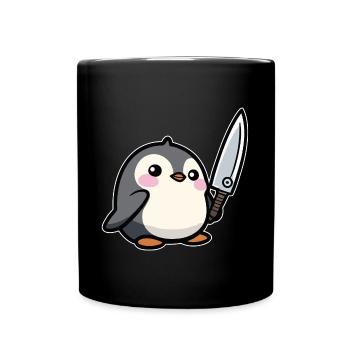 Lustiger Pinguin - Tasse einfarbig - Schwarz - Vorne