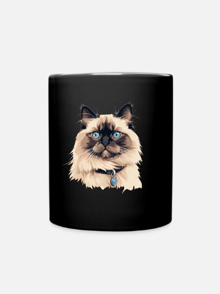 Katze Kopf Ragdoll - Tasse einfarbig - Schwarz