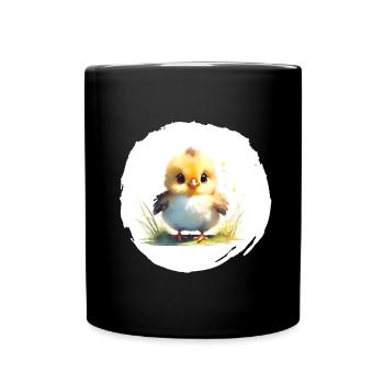 Chick Watercolor - Full Colour Mug - black - Front