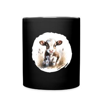 Calf Watercolor - Full Colour Mug - black - Front