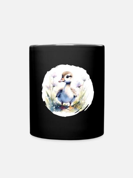 Gänse Küken Aquarell - Tasse einfarbig - Schwarz