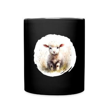 Lamm Aquarell - Tasse einfarbig - Schwarz - Vorne
