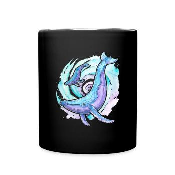 Humpback whale with calf - Full Colour Mug - black - Front