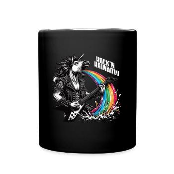 Rocker Heavy Metal Unicorn Puks Rainbow - Full Colour Mug - black - Front