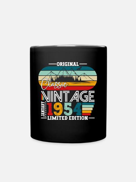 70e anniversaire janvier Vintage 1954 Original - Mug uni - noir