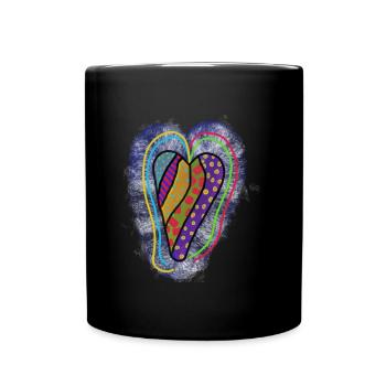 Colorful heart with geometric patterns - Full Colour Mug - black - Front
