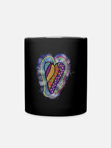 Coeur coloré avec des motifs géométriques - Mug uni - noir
