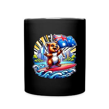 Design de surf australien Quokka - Mug uni - noir - Devant
